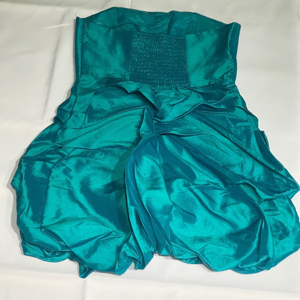 Strapless teal dress